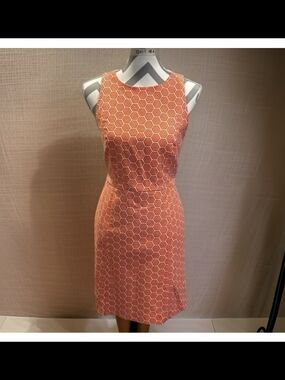 GAP Orange Hexagon Sleeveless Shift Dress